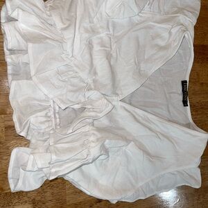 Women’s White Cropped Ruffle Shirt